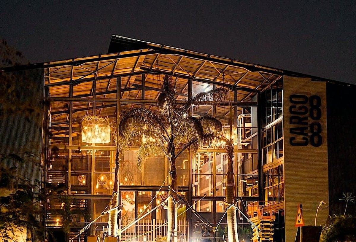 Cargo restaurant facade at night